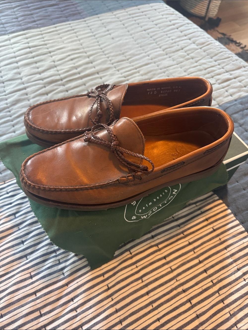 Stubbs & Wooton Merritt Brown Men Boat Shoe Made by Rancourt Sz 12